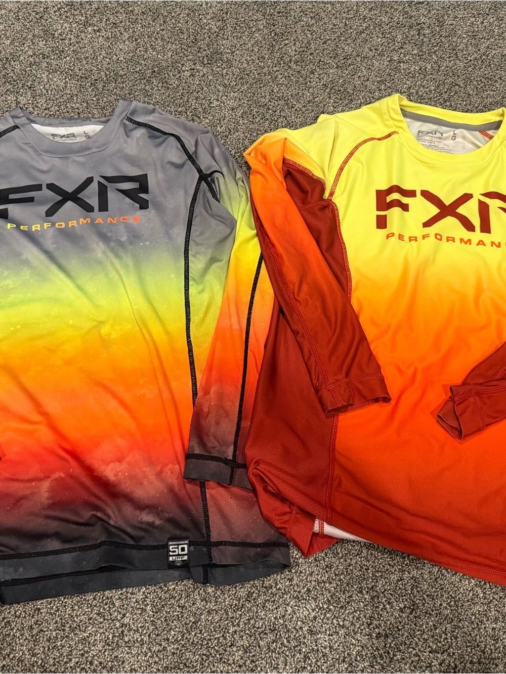 Youth L FXR Gradient Long-Sleeve Shirt - Yellow/Orange/Red set of 2